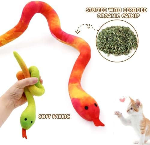 CiyvoLyeen Plush Snake Catnip Toys for Indoor Cats 5 Pack
