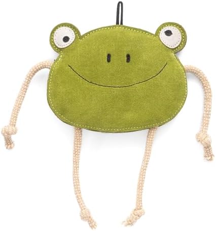 Fuzzl Eco Leather Lily Frog Natural and Tough Dog Toys - Dog Toy for Dogs and Puppy