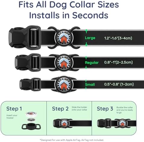 Waterproof AirTag Holder for Dog Collar, Soft Slide-On Dog AirTag Holder | Full-Body Protection, No-Dangle Fit, Ultra-Durable, Lightweight, Tool-Free Installation, Fits Dog & Cat Collars