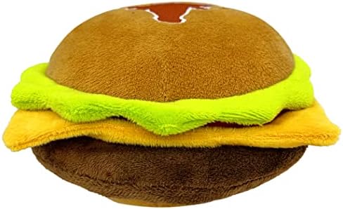 Pets First NCAA Texas Longhorns Cheese Burger Plush Dog & CAT Squeak Toy - Cutest Stadium HAMBERGER Snack Plush Toy for Dogs & Cats with Inner Squeaker & Beautiful Football/Basketball Team Name/Logo