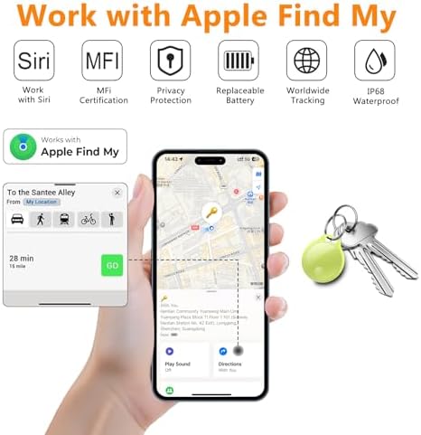 Air Tracker Tags-4 Pack: Smart Bluetooth Tracker, Compatible with Apple Find My APP (iOS Only) Replaceable Battery, IP67 Waterproof, Suitable for Luggage, Wallets, Backpacks, Keys Tracking Tag