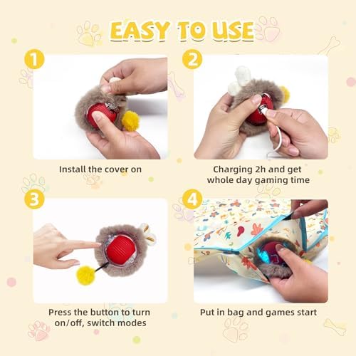Interactive Cat Toys, Fast Rolling Ball in Play Mat, Automatic Motion Activated Ball Hide and Seek for Cat Indoor Toys, Mouse Catching Game Boredom Relief, 28" Mat