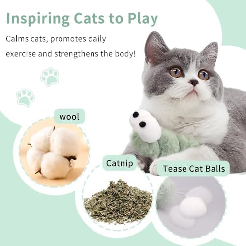 2BB Cat Kicker Toys 2 Pack, 13 Inch Quiet Catnip Toy Pillows for Indoor Cats, Soft Plush Refillable Kick Sticks for Kittens, Interactive Play & Exercise