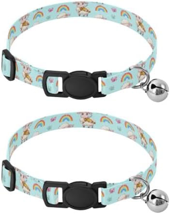 Cute Cartoon Sheeps Kitten Collars 2 Pack Soft Polyester Pet Collar Adjustable Length 10.6" to 17.1"