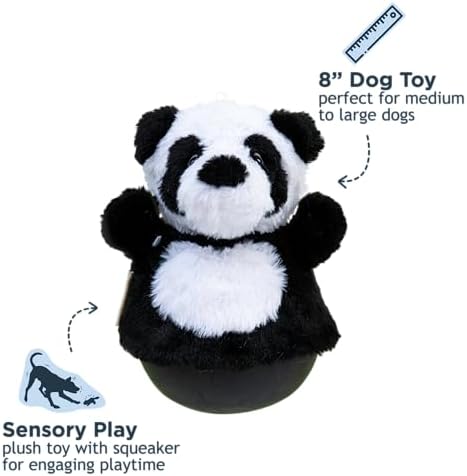 Tall Tails Interactive Wobbling Weighted Base Plush Dog Toy - Active Dog Toy that Plays Back!, Panda