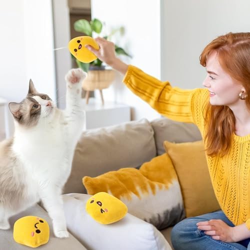 L1rabe Chicken Nugget Catnip Stuffed Toys for Cats- Gifts for Kitten Lovers