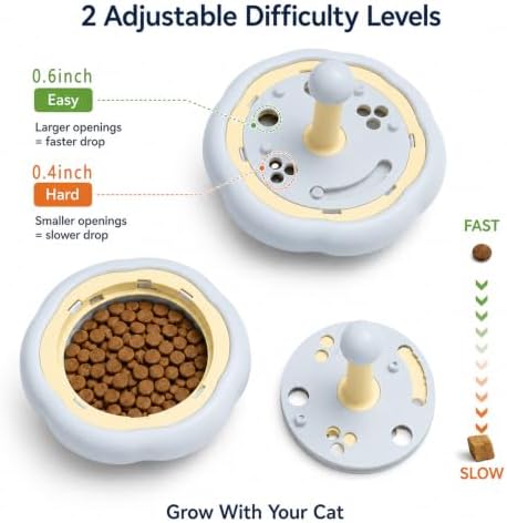 Cat Puzzle Feeder Toy, Adjustable Treat Dispenser, Blue