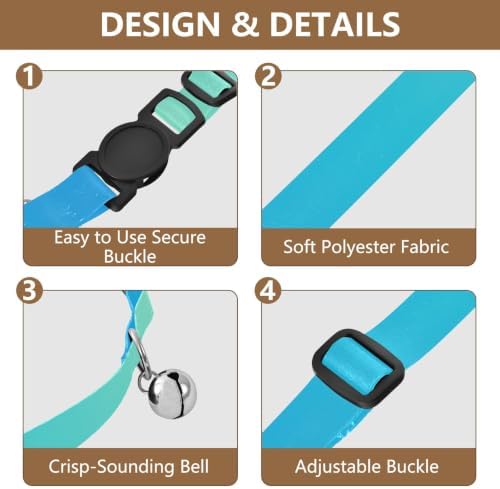 Blue Gradient Adjustable Buckle Kitten Collar 2 Pack Collar for Puppy