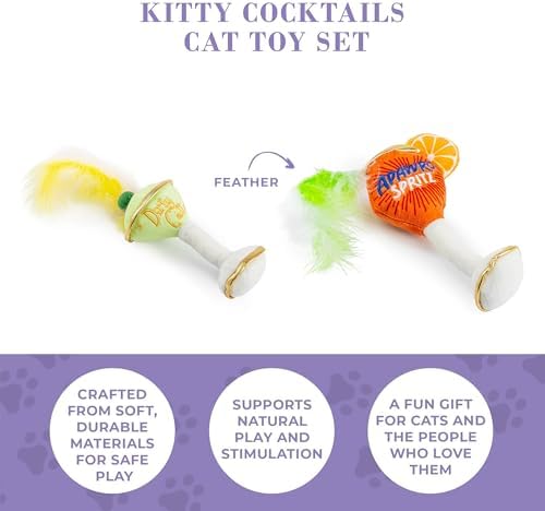 Haute Diggity Kitty Cocktails Apawrol Spritz + Cattini, Soft Plush Cat Toys