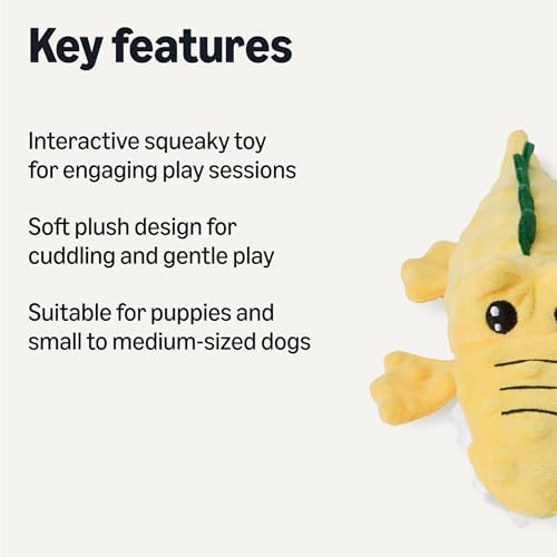 Amazon Basics Monkey and Alligator Interactive Dog Squeak Plush Toys for Puppies, Small and Medium Dogs, 2-Pack