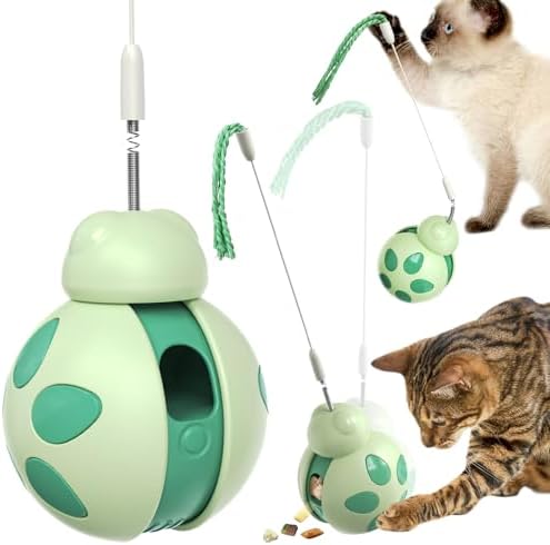 Cat Interactive Toys, Tumbler Treat Dispenser, Green