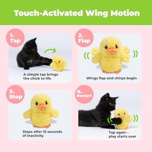 Best Pet Supplies Catify Interactive Flapping Cat Toy - Duckling, Yellow