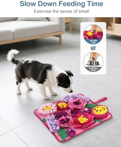 Snuffle Mat for Dogs - 15.4x15.4 Inch for Small & Medium Breeds, Cats & Rabbits | Interactive Slow Feed Sniff Mat with Non-Slip Bottom to Encourage Natural Foraging & Calming