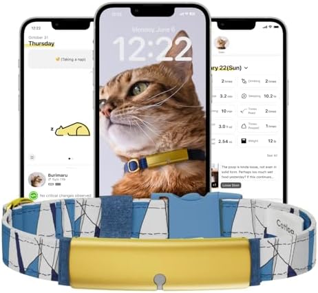 Health Tracker for Cats - Smart Cat Collar with Safety Breakaway Buckle for Indoor Cats, Wellness Alerts, Real-time Monitoring (Wave (Blue),S)