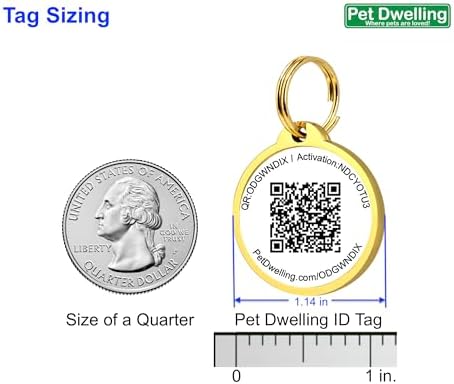 Pet Dwelling QR Pet Tag – Easy Scan Instant Location Alerts, Online Pet Profile with AI Feature for Dogs & Cats (Lux Gold White Paw)