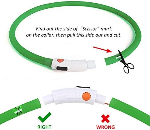 BSEEN Light Up Dog Collars - Silicone LED Dog Collar, Cuttable Lighted Puppy Collar, Glowing Dog Walking Lights for Small Medium Large Collars (Green)