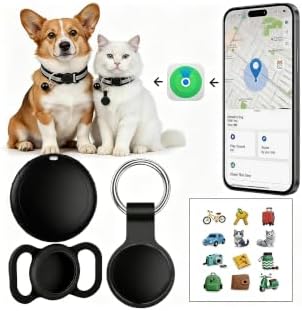 GPS Tracker for Dogs/Cat（2026 MFi Certified - Long Standby）Smart Collar with Real-Time Location - Pet Location Tracker with Holder, No Monthly Fee/No SIM Card,Works with iOS Find My,Ultra-Slim,IP68-W