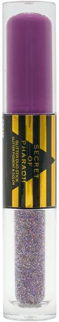 EBIN NEW YORK Secret of Pharaoh Glitter Duo Stick Dark Lotus | Dual-Ended Primer & Glitter Face Makeup Stick | Creamy Long-Lasting Shimmer Finish | Vegan & Cruelty-Free