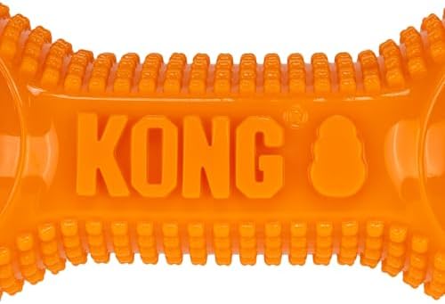 KONG CoreStrength Dog Toy – Dumbbell –Durable Tough Chew Toy for Medium & Large Dogs – Textured Dental Chew for Teeth & Gums – Fetch & Interactive Play