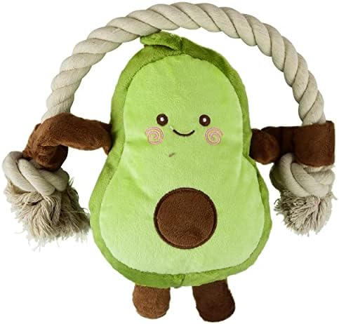 Native Pup Dog Toy Rope and Plush Stuffed Squeaker, Tug of War Toys for Dogs, Puppy Welcome Home Add on for Pets (Avocado)
