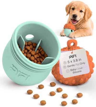 PiFi Silicone Dog Treat Dispenser & Puzzle Feeder for Medium Dogs, 5x3.8 in | Slow Feeder, BPA-Free Silicone for Wet, Dry & Frozen Treats, Twist-Apart Easy Clean