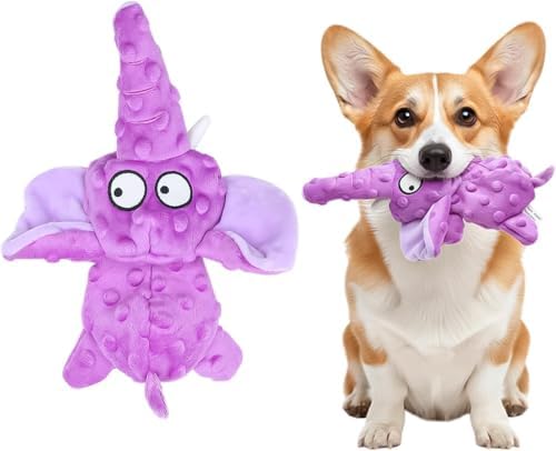 Purple Elephant Squeaky Pet Toy – 11.6 Inch Plush Dog Toy with Squeaker and Crinkle Paper, Soft Fabric, Interactive Chew Toy for Small and Medium Dogs