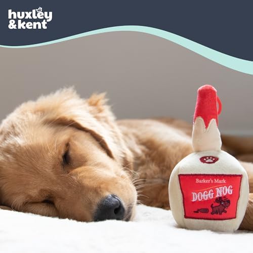 Huxley & Kent Funny Dog Toy w/Squeaker – Holiday Power Plush Squeaky Dog Toys for Small, Medium & Large Dogs – Soft Stuffed Animal for Indoor Play & Fetch - Dogg Nog, Large