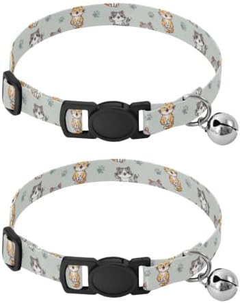 Cute Cartoon Cats Easy to Wear Puppy Collar 2 Pack for Kitten