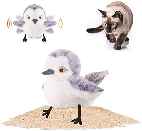 Potaroma Cat Toys Flapping Bird (No Flying), Lifelike Sandpiper Chirp Tweet, Rechargeable Touch Activated Kitten Toy Interactive Cat Exercise Toys for All Breeds Cat Kicker Catnip Toys 4.0" | Lifelike Sandpiper Chirp, Touch Activated, Rechargeable Kitt...