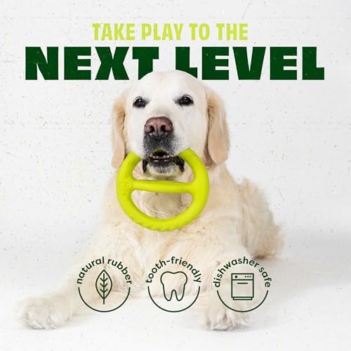 Benebone Natural Rubber Tug Interactive Dog Toy, Flat | Natural Rubber, Tough for Tug-of-War, Builds Bond, Grip Without the Nip, Dishwasher Safe, Long-Lasting