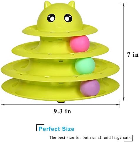 UPSKY Cat Toy Roller 3-Level Turntable Cat Toys with Six Colorful Balls | Puzzle Kitten Toys, Sturdy Structure, Detachable Design, Easy to Assemble, Anti-Slip, Reduces Boredom for Indoor Cats
