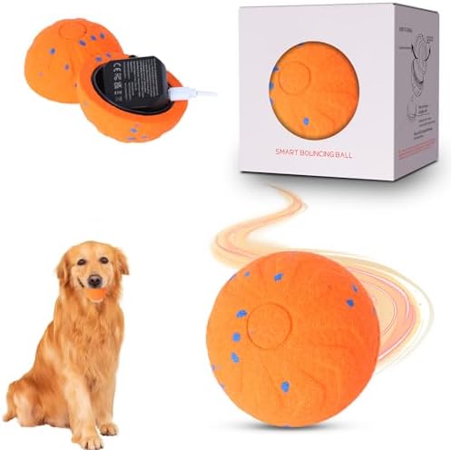 Smart Interactive Dog Toys - Automatic Moving Bouncing & Rotating Dog Ball with E-TPU Material, New Electric Dog Toy USB-C Rechargeable, Active Rolling Balls for Medium-Large Dogs(Orange)