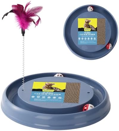 Interactive Cat Ball Track Toy Cat Scratcher, Grey