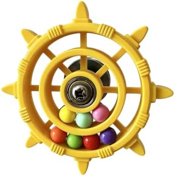 AGLOO Rotating Ship Wheel Bird Toys with Colorful Bead (Yellow)