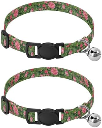 Lush Roses Green Cat Collar 2 Pack Collar for Cats Adjustable 10.6 to 17.1 Inches
