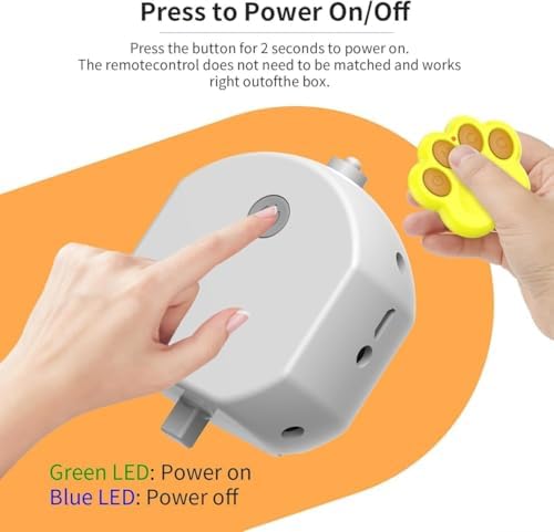 Interactive Pet Ball Toy with Remote Paw Controller, Yellow, Electronic Dog/Cat Entertainment, Self-Rolling, USB Rechargeable, LED Light-Up Pet Toy for Dogs & Puppies.