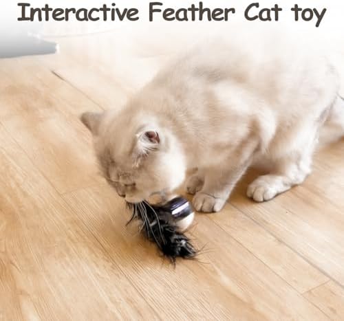 Migipaws Interactive Cat Ball Toy Set, Fun Tracker, Automatic Rolling Chase Ball with Fluffy Tail, A Small Mice, Rechargeable (White)