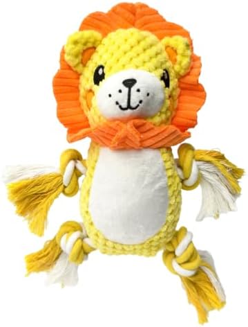 Plush Squeaky Chew Toy for Small Medium Large Dog,(Orange Lion)