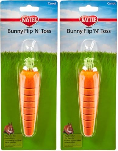 Kaytee Bunny Flip-N-Toss Toy Carrot for Rabbits, Guinea Pigs, and Other Small Animals (Pack of 2)