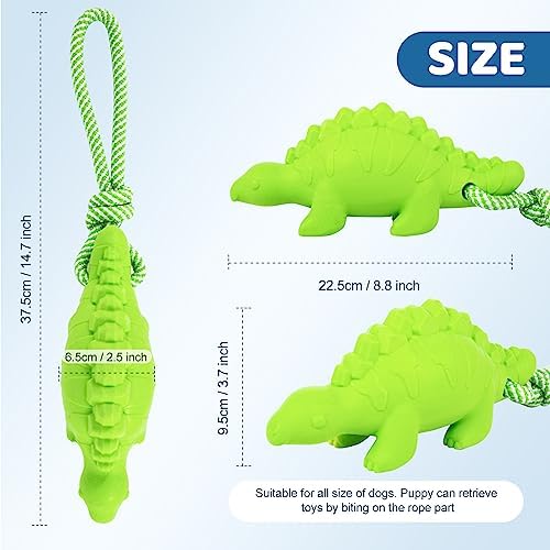 Dog Floating Toy, Dog Chew Toy for Aggressive Chewers, Pool Toy with Rope for Interactive Fetch & Play, Dog Beach Toy Set (Dinosaur)