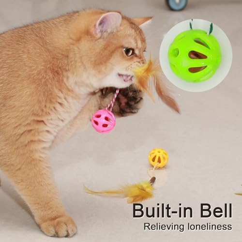 3-in-1 Cat Toy Balls, Colorful Lattice, 6 Pcs