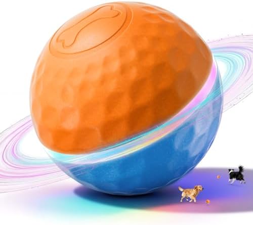 Interactive Dog Toys: Shaky Dog Ball with LED Lights, Automatic Moving Dog Toys for Aggressive Chewers, Dog Toys for Large Dogs, Vibrating Dog Toy Balls for Large Breed - (3.74 in Diameter)