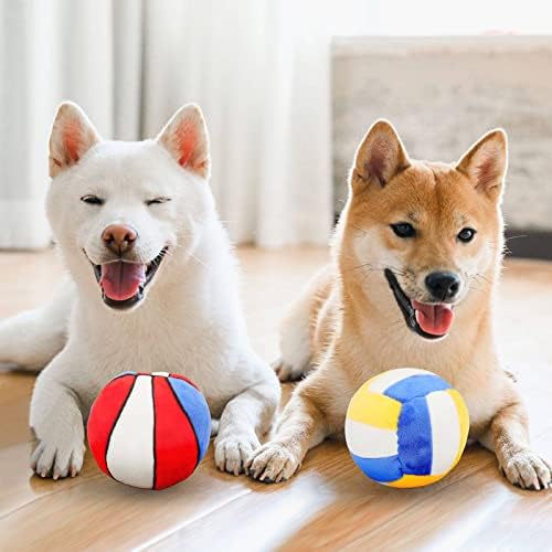 Dog Balls 2 Pack Squeaky Plush for Small Medium Dogs