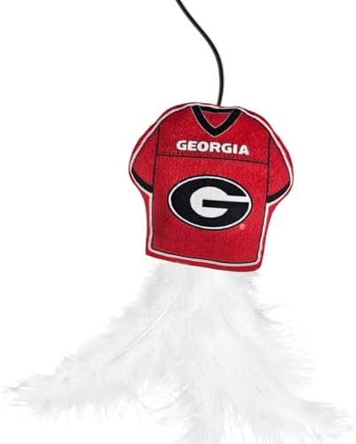 Pets First NCAA Georgia Bulldogs Team Jersey Wand with CAT NIP, Cat Toy Jersey Shaped Plush Teaser Toy for Cats & Kittens - Interactive Pet Toy for Play & Exercise