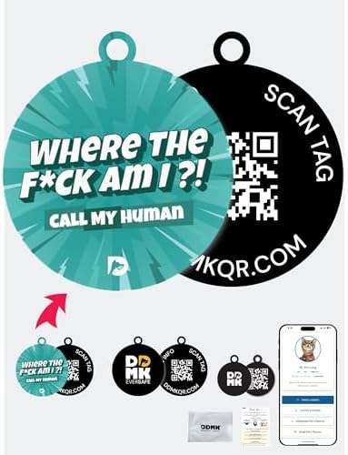 DDMK Smart Pet Tag Set | Includes 3 Tags | QR Code for Instant Alerts | Custom Pet Profiles | Durable & Waterproof | No Subscriptions or Fees |9-Where AM I? Call My Human
