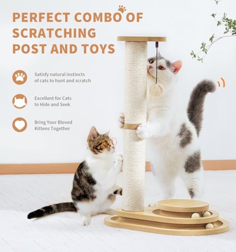 Made4Pets Cat Scratching Post for Indoor Cats with Ball Track 23.4"