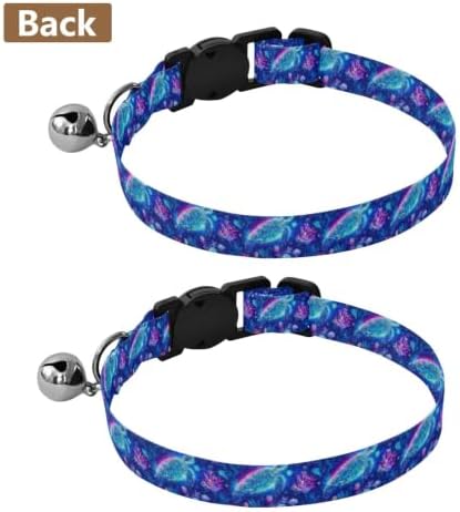 Sea Turtle Colored Jellyfish Metal Bell Included Puppy Collar 2 Pack Collar for Cats