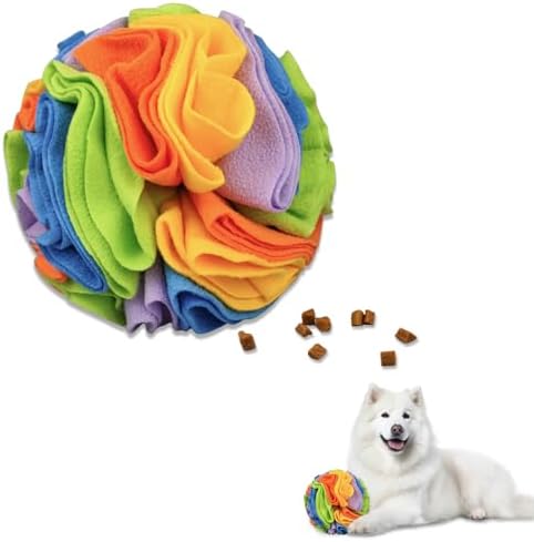 Andiker 7.9" Snuffle Ball for Dogs, Plush Colorful Interactive Snuffle Ball Hide Treat Dog Puzzle Toy for Relieving Boredom and Training Machine Washable Dog Ball for Small Medium Dogs (Rainbow, L)