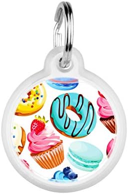 Pet ID Tag for Dog Cat with QR Passport Global Search System of Lost Pets - Digital ID Dog Tag - Donuts