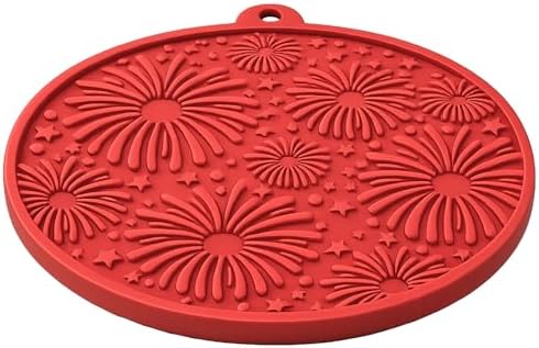 SodaPup USA K9 Fireworks eMat – Durable Enrichment Feeder Lick Mat for Dogs & Cats, Non Toxic Pet Safe Food Safe Material, Made in USA, Slow Feeder for Calming & Digestive Health